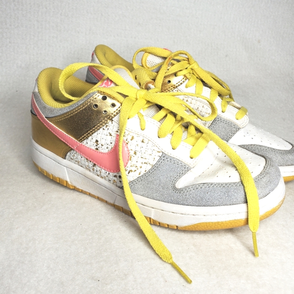 Nike Women's Dunk Low White Metallic Gold Sneakers